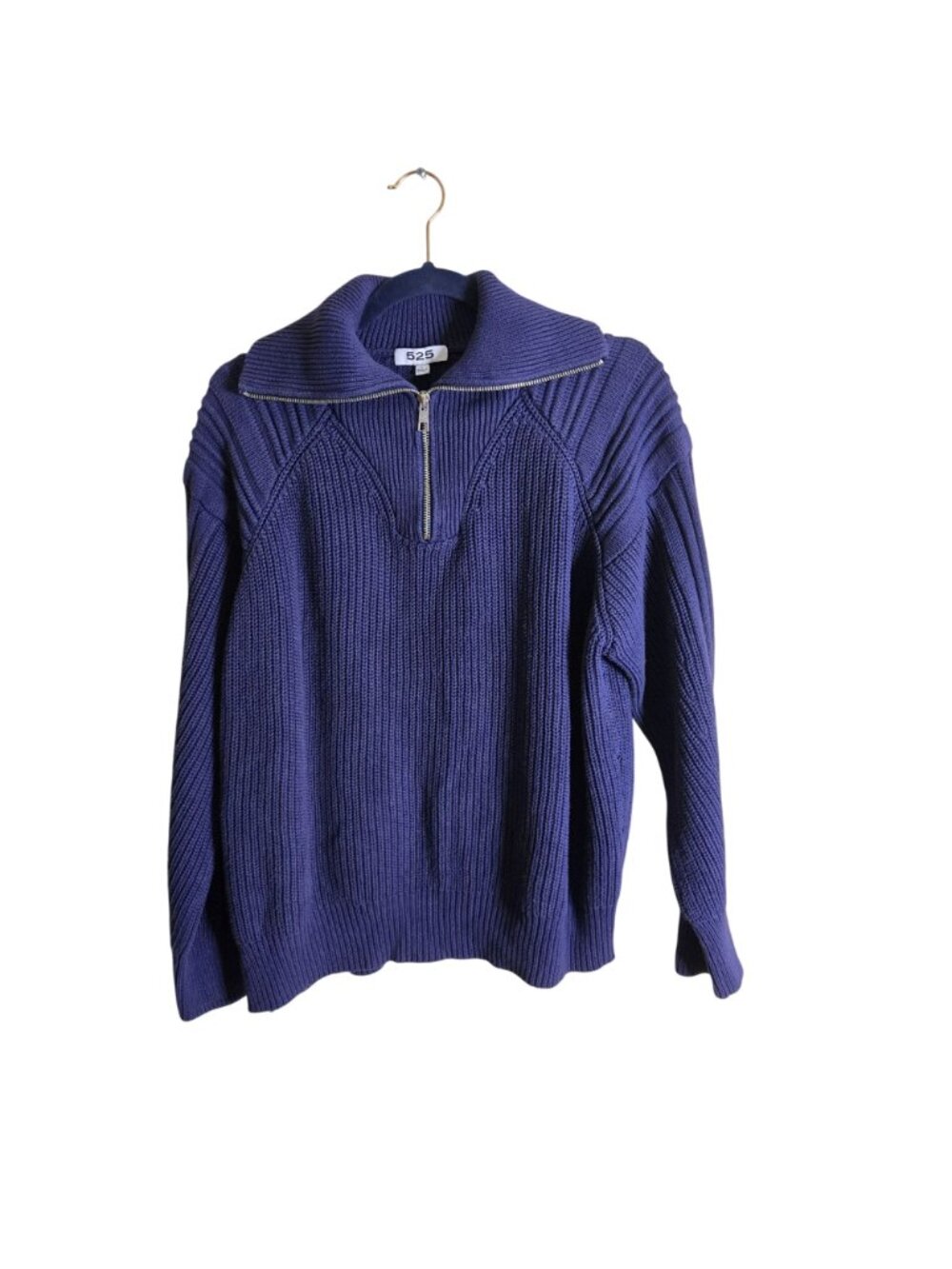 525 American Heavy Duty Sustainable Zip Spread Collar Ribbed Sweater Size L - Picture 2 of 6
